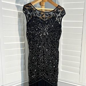 Women 's 1920s Black Sequin Gatsby Maxi Long Evening Prom Dress